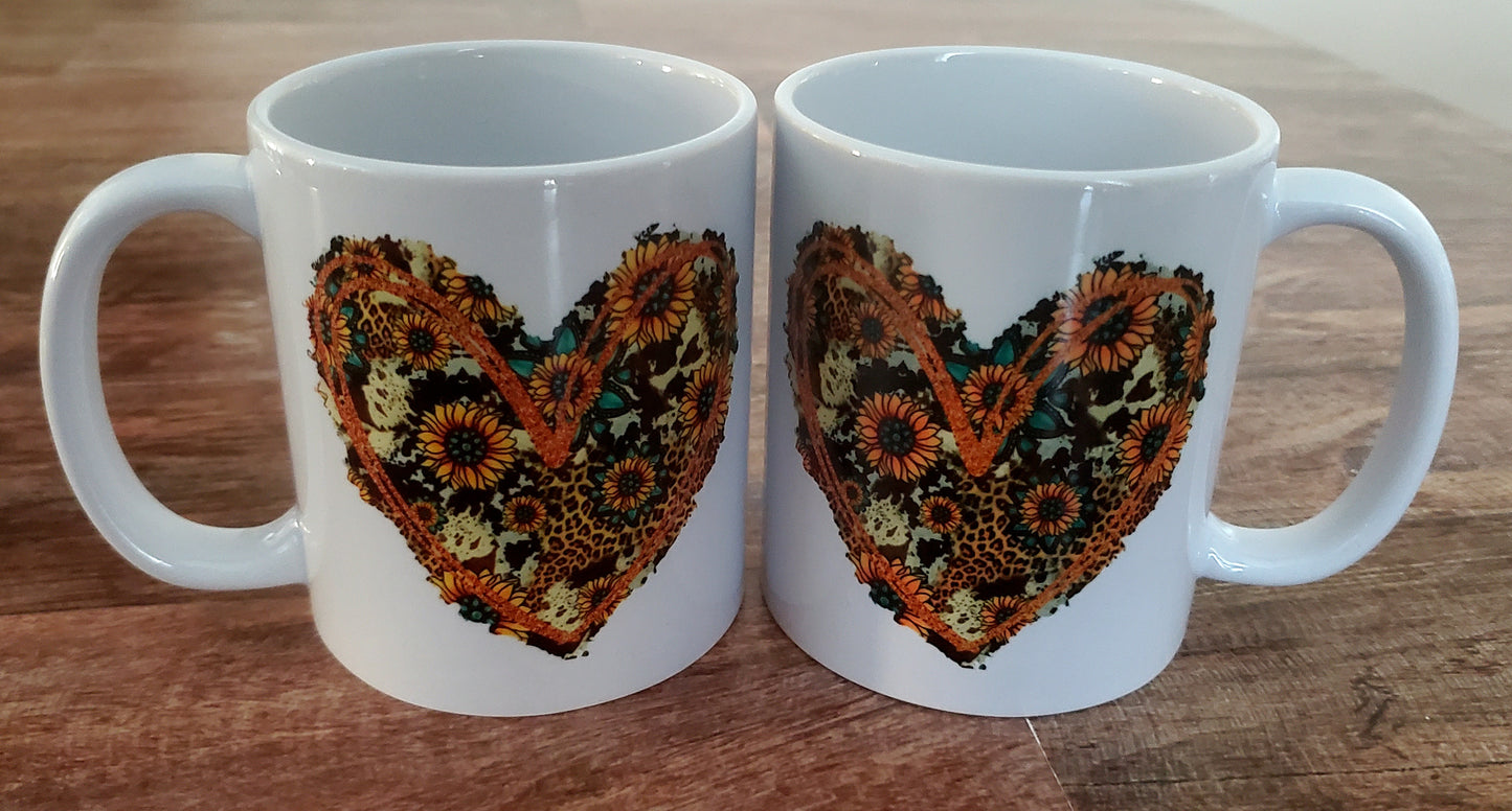 Western Sunflower Heart Coffee Mug