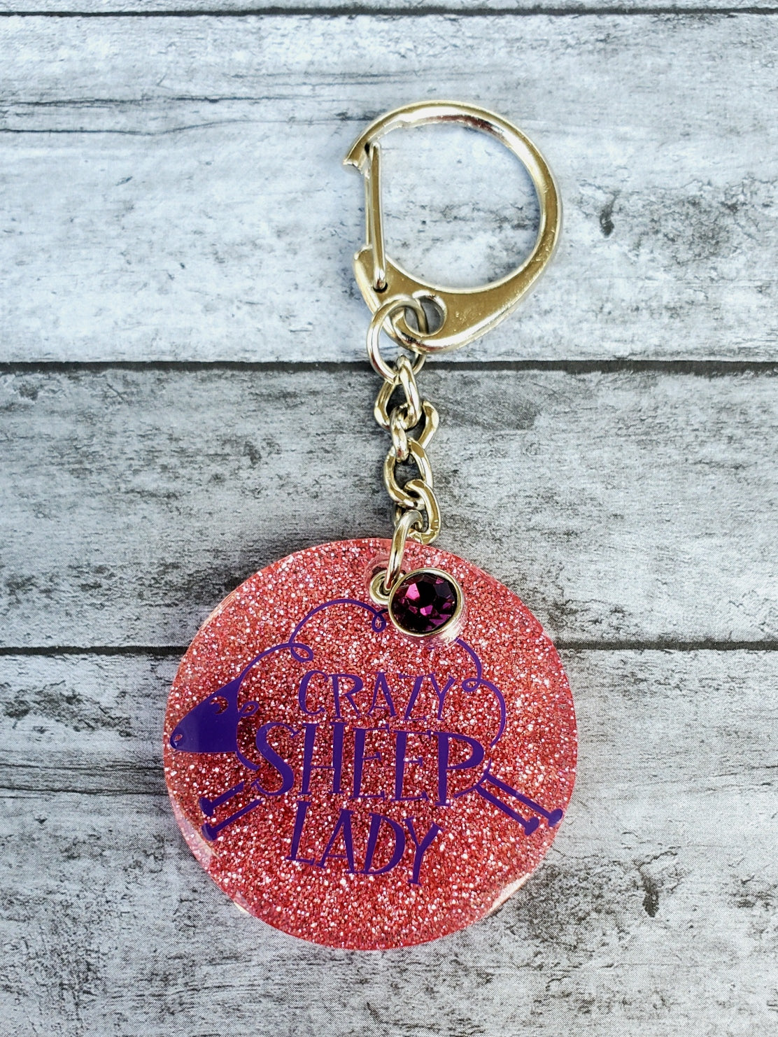 Crazy Sheep Lady Keychain