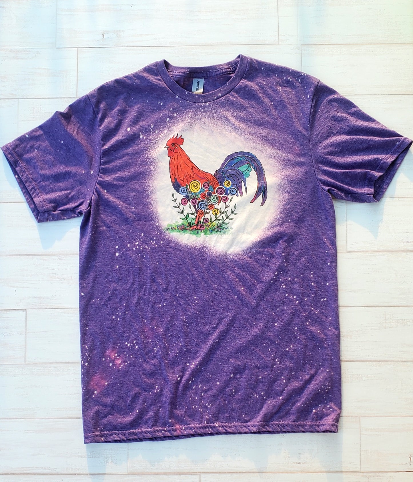 Rooster Purple Bleached T-Shirt