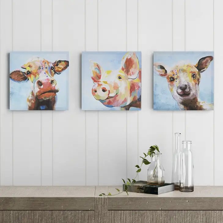 Farm Animals Wall Decor Canvas Art 3-Piece