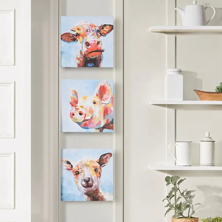 Farm Animals Wall Decor Canvas Art 3-Piece