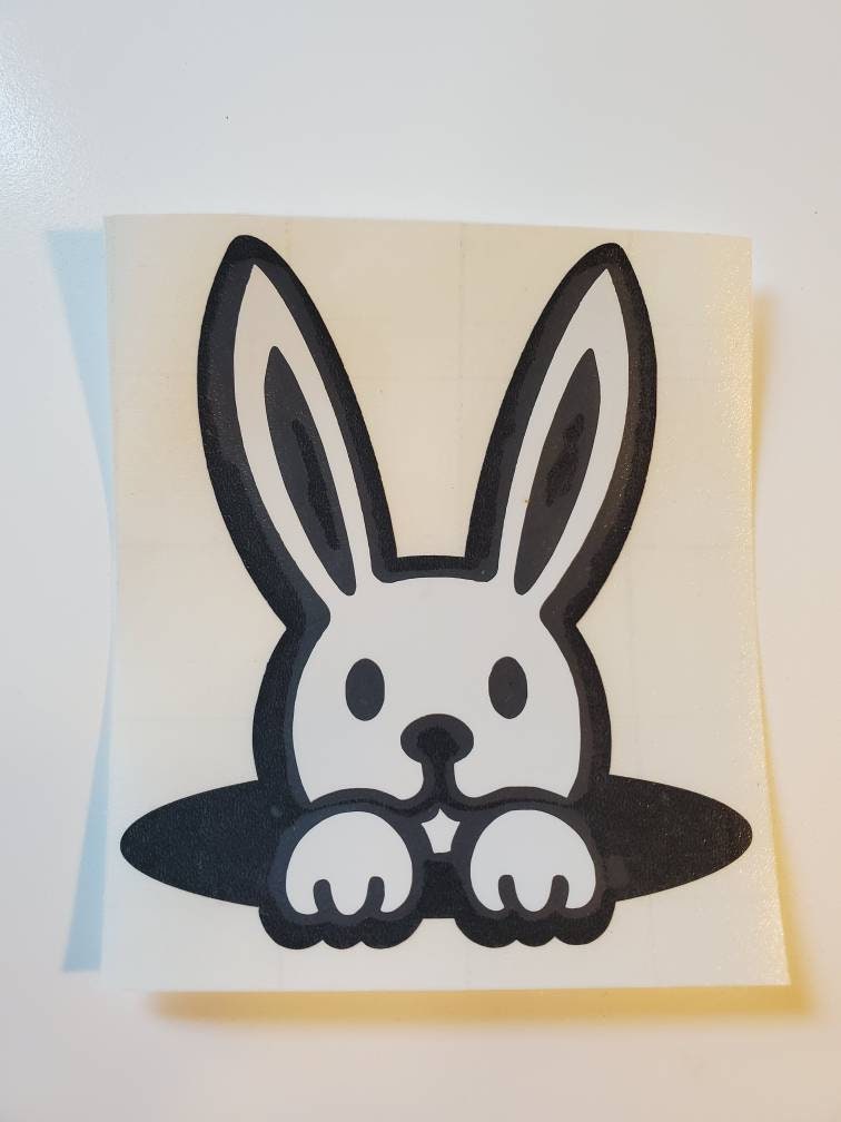 Rabbit Peeking out of Hole Vinyl Decal