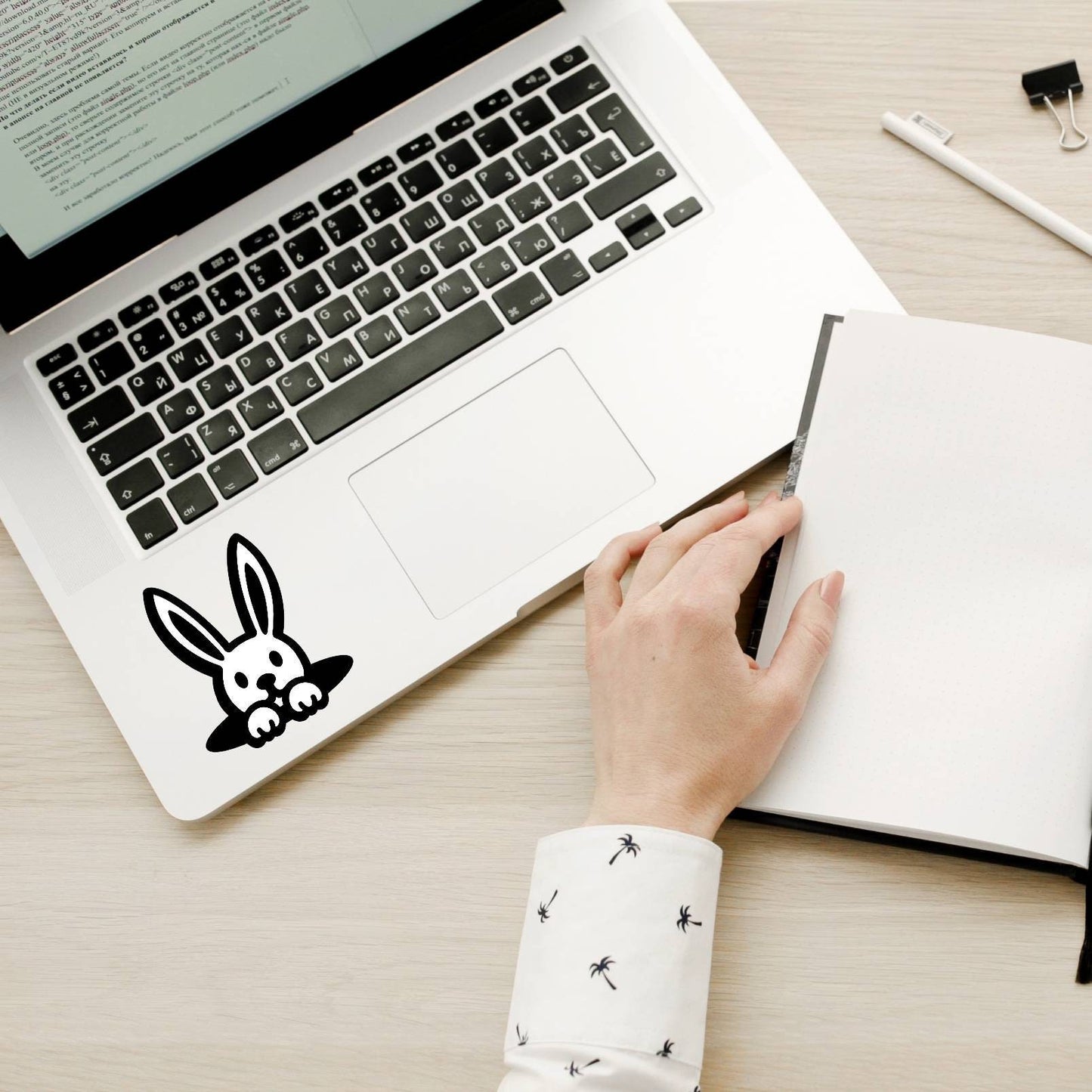 Rabbit Peeking out of Hole Vinyl Decal