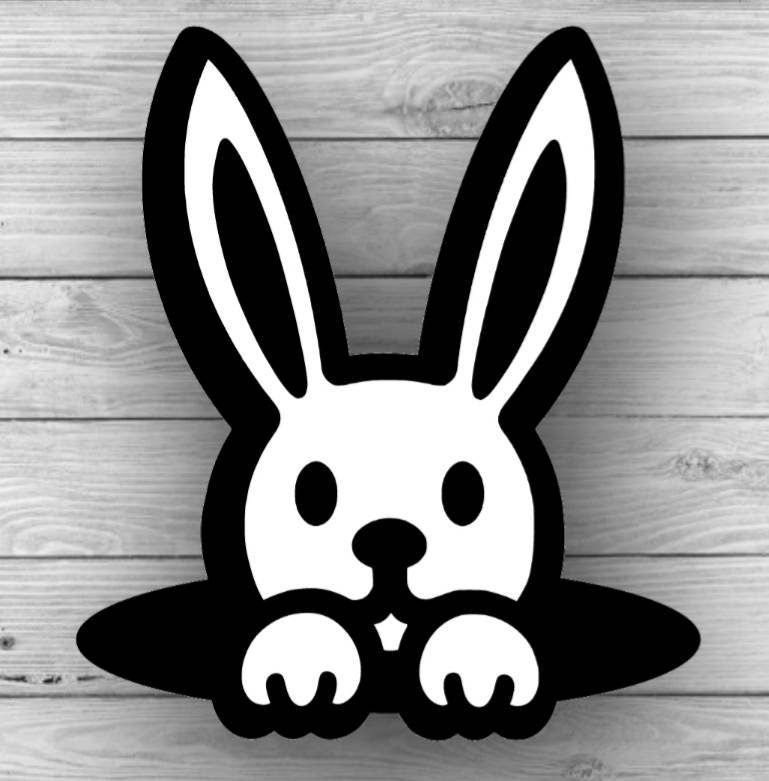 Rabbit Peeking out of Hole Vinyl Decal