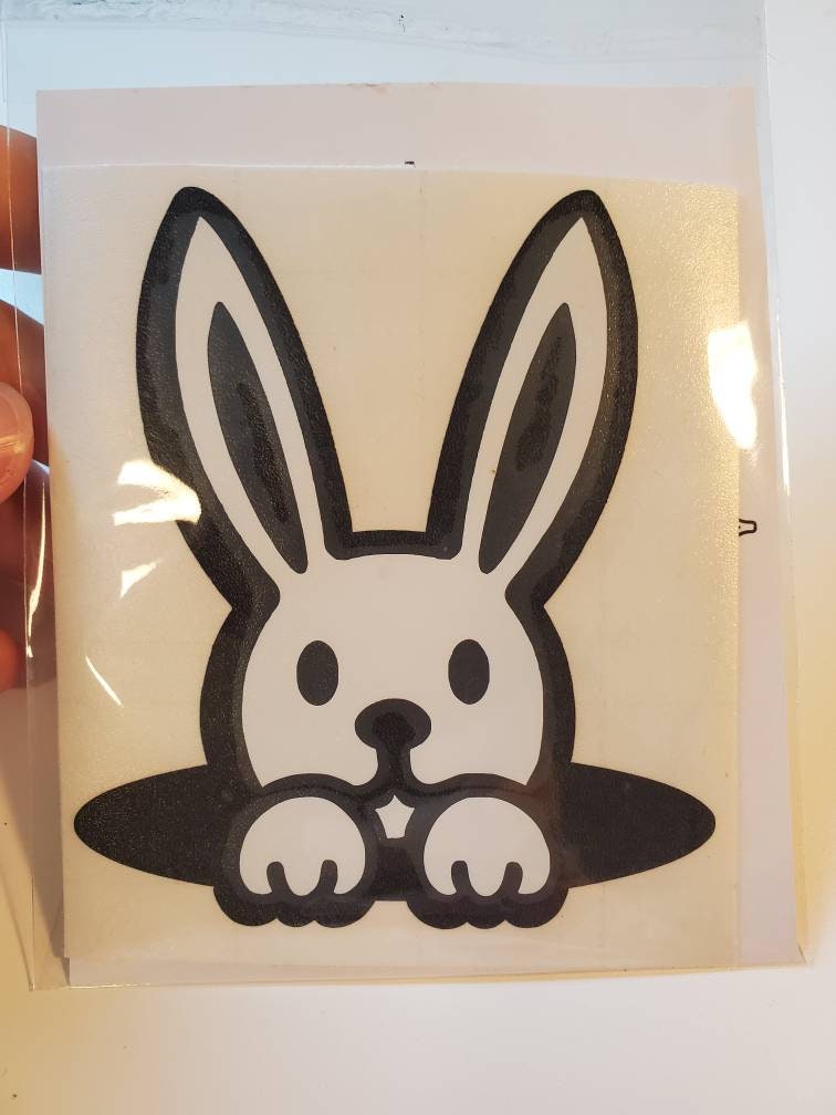 Rabbit Peeking out of Hole Vinyl Decal