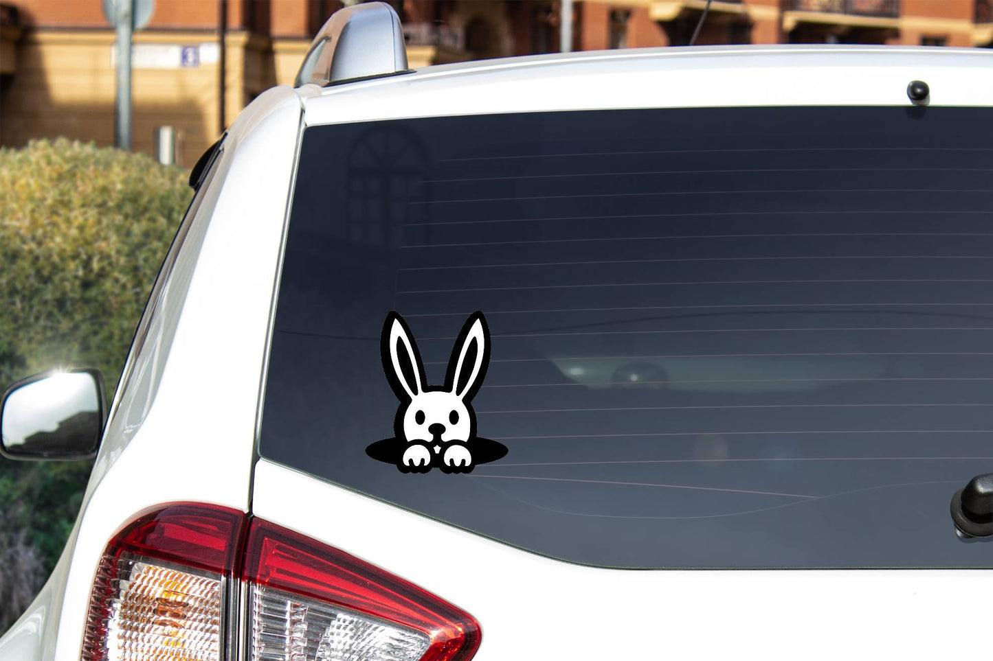 Rabbit Peeking out of Hole Vinyl Decal