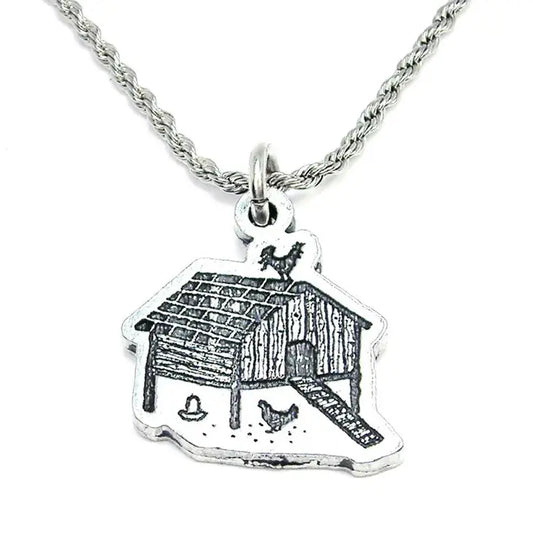 Cute Little Chicken Coop Single Charm Necklace