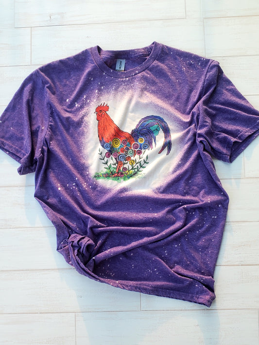 Rooster Purple Bleached T-Shirt