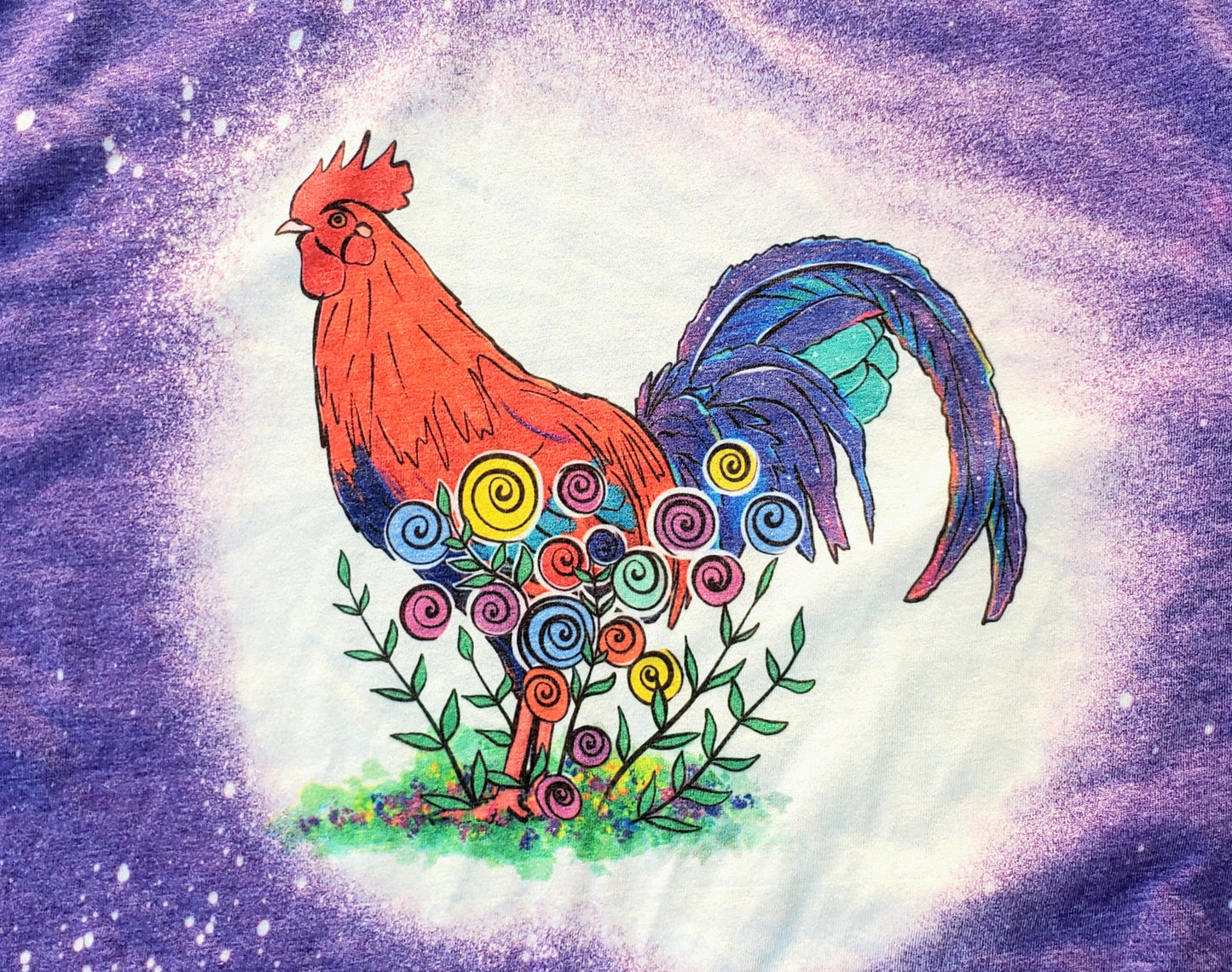 Rooster Purple Bleached T-Shirt